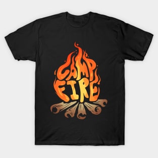 Blazing Warming Campfire On Camping T-Shirt